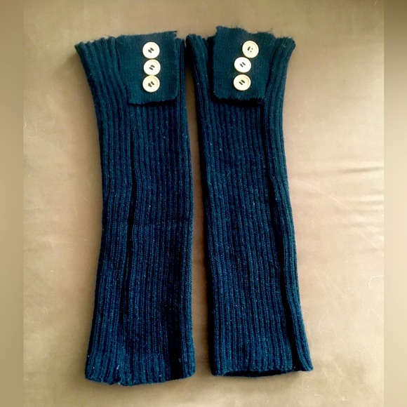 Rib Knit Black Under The Knee Leg Warmers - Picture 2 of 3